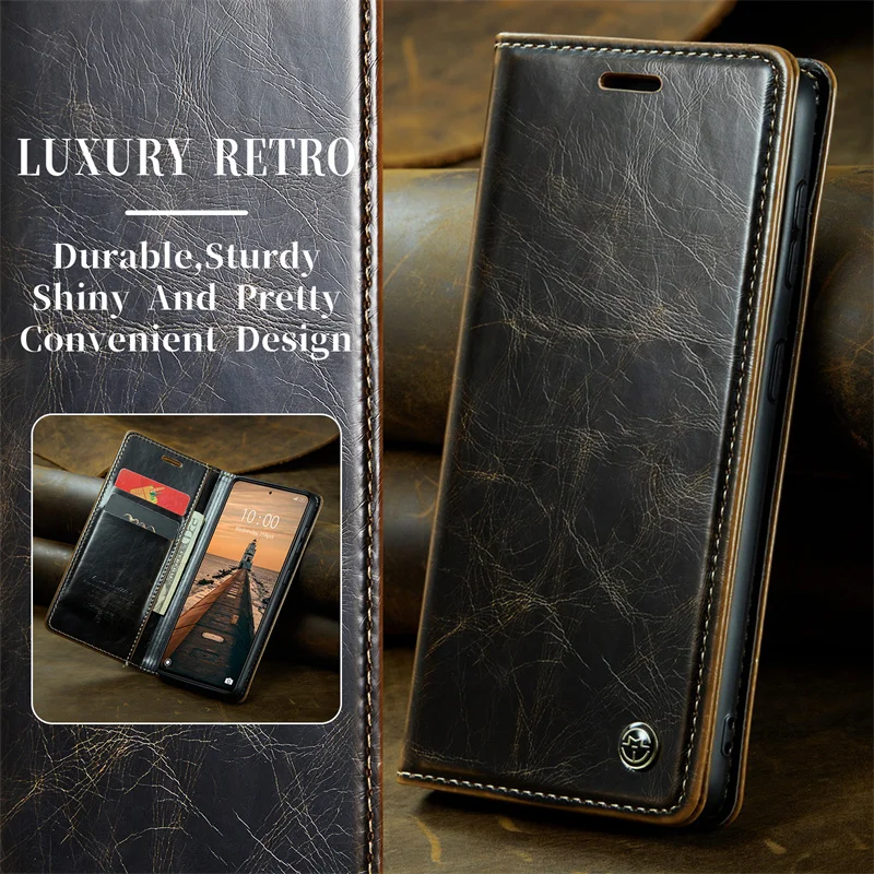 

For Xiaomi Redmi Note 12/12 Pro POCO X5 Pro CaseMe Retro Leather Flip Case Magnetic Wallet Cover