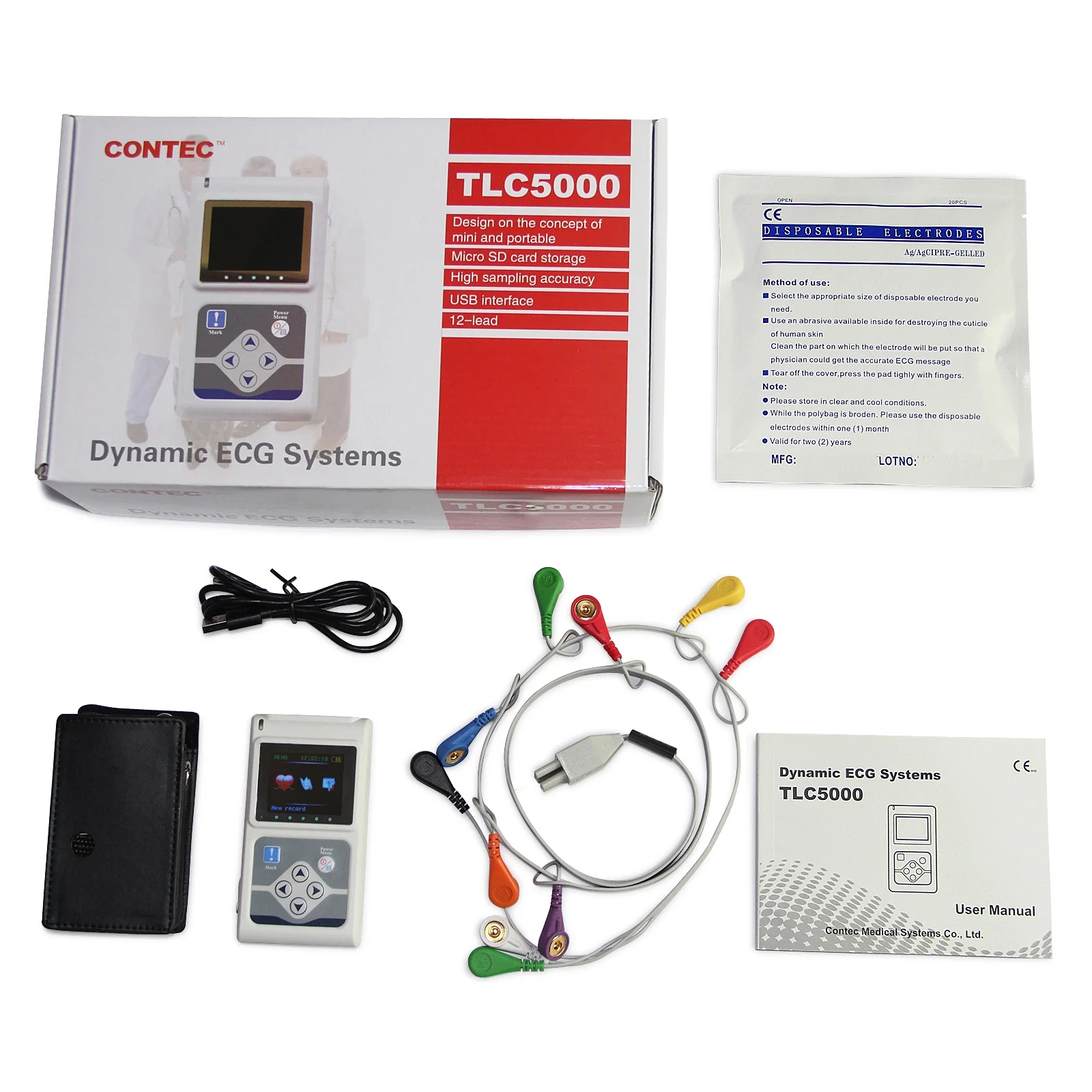 

CONTEC TLC5000 12-канальный ЭКГ Holter ЭКГ 24 часа Holter ЭКГ монитор с программным обеспечением для ПК