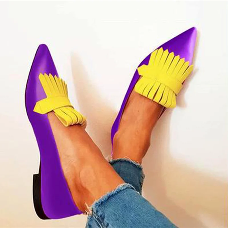 2022 Casual Women Shoes Fringe Loafers Low Heels Pointed Flat Boat Shoes Spring Summer New Female Slip-on Comfortable Shoes