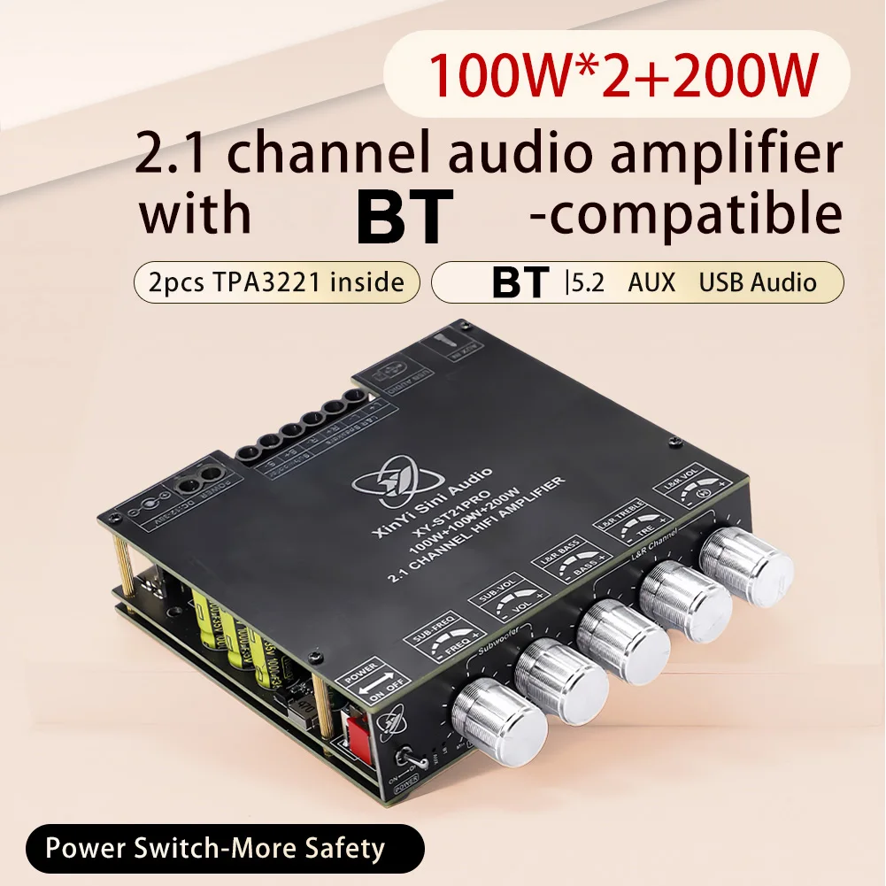 XY-ST21PRO компактный 2 1 канальный TPA3255 BT Плата усилителя мощности с высоким и низким