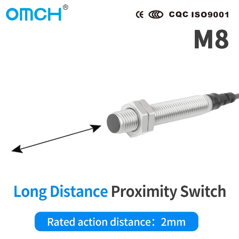 Индуктивный датчик приближения OMCH M8, дальность обнаружения 2 мм, NPN PNP NO NC