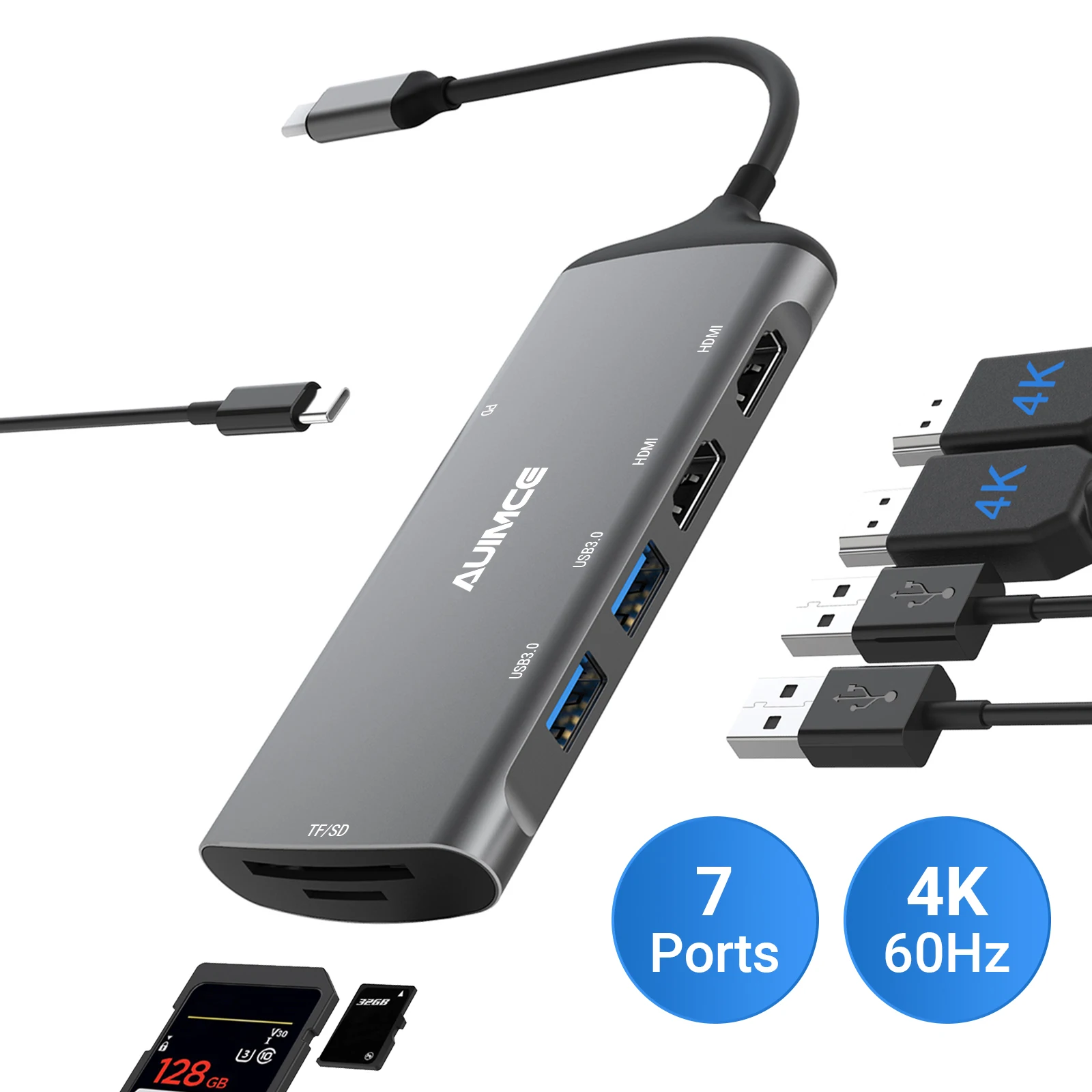 

USB C Docking Station Dual HDMI 4K 60HZ USB3.0 100W PD SD TF Card Reader Adapter For MacBook Pro AIR Lenovo Dell USB Type-C HUB