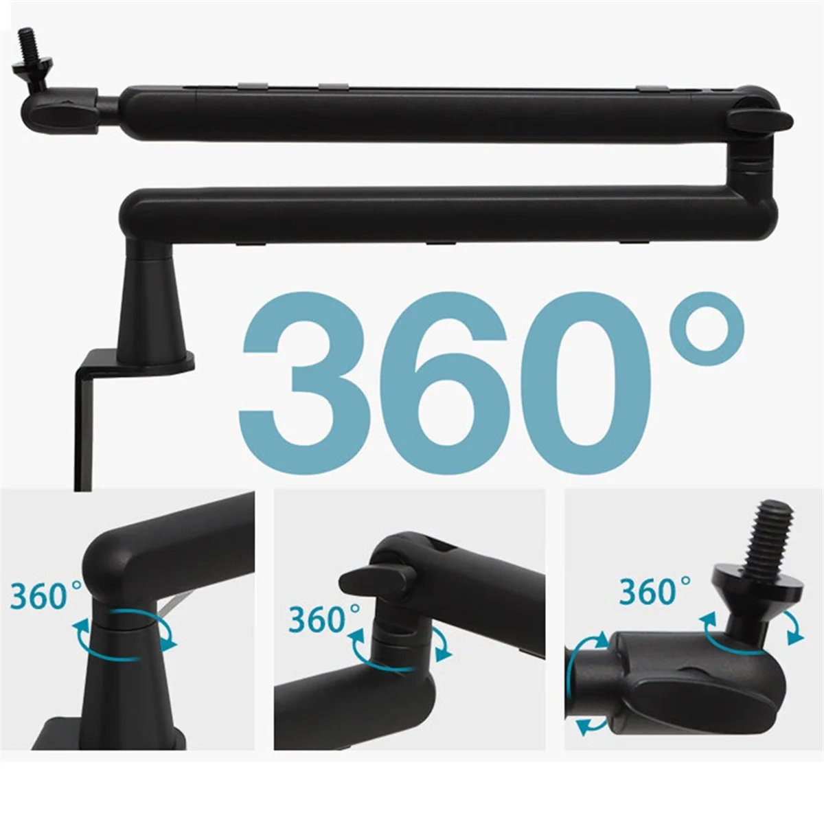 Thin Microphone Arm Boom Desktop Stand with Clip Adjustable Cantilever for Phone Tablet