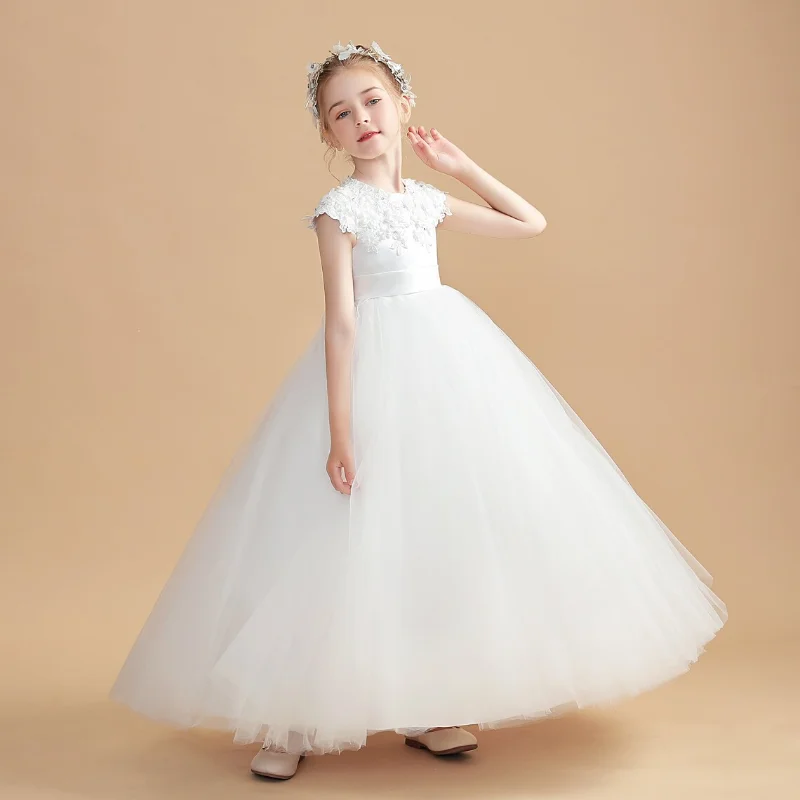 

Flower Girl Dress A-LINE O-Neck Ankle-Length Exquisite Princess Ball Gown Bridemaid Dresses for Wedding Party Formal Occasions