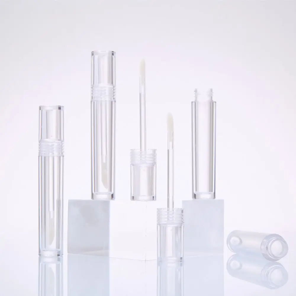 

5ml Mini Portable Lipgloss Tube Transparent Plastic Refillable Bottles Round Empty Cosmetic Containers