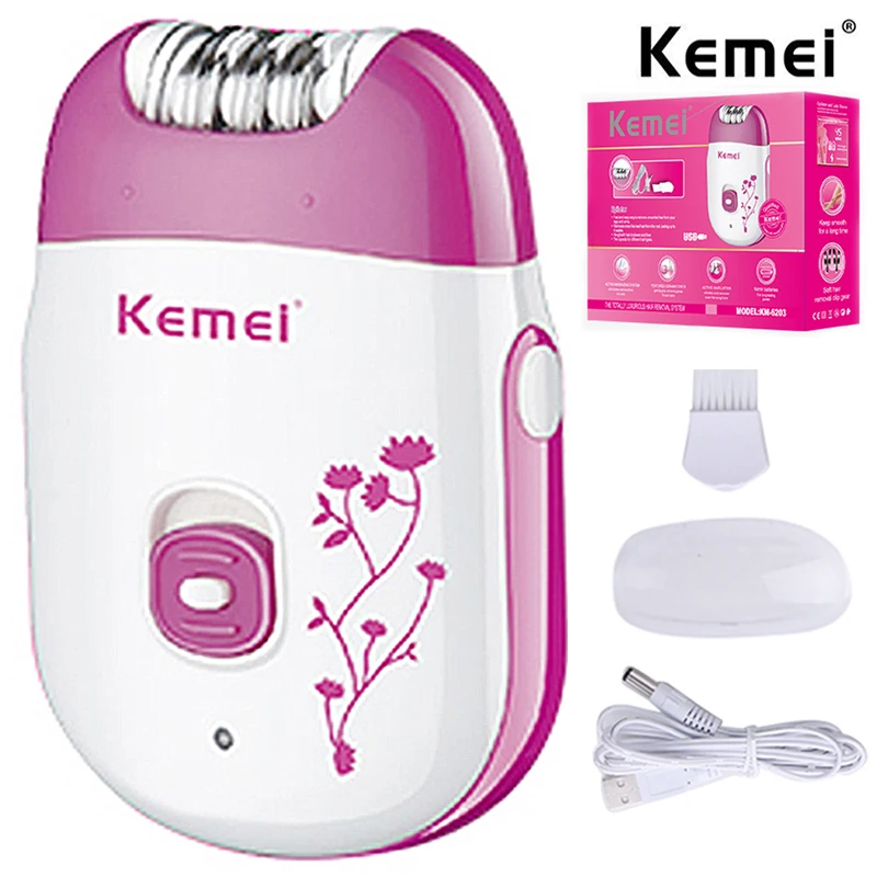 

Kemei 6203 Powerful Electric Epilator For Women Facial Body Hair Removal Machine For Bikini Underarms Legs Rechargeable
