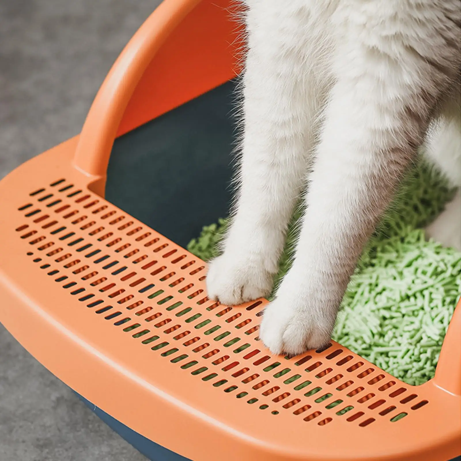 Semi Enclosed Cat Litter Box, Detachable Design High Sided Rim Portable Pan Tray