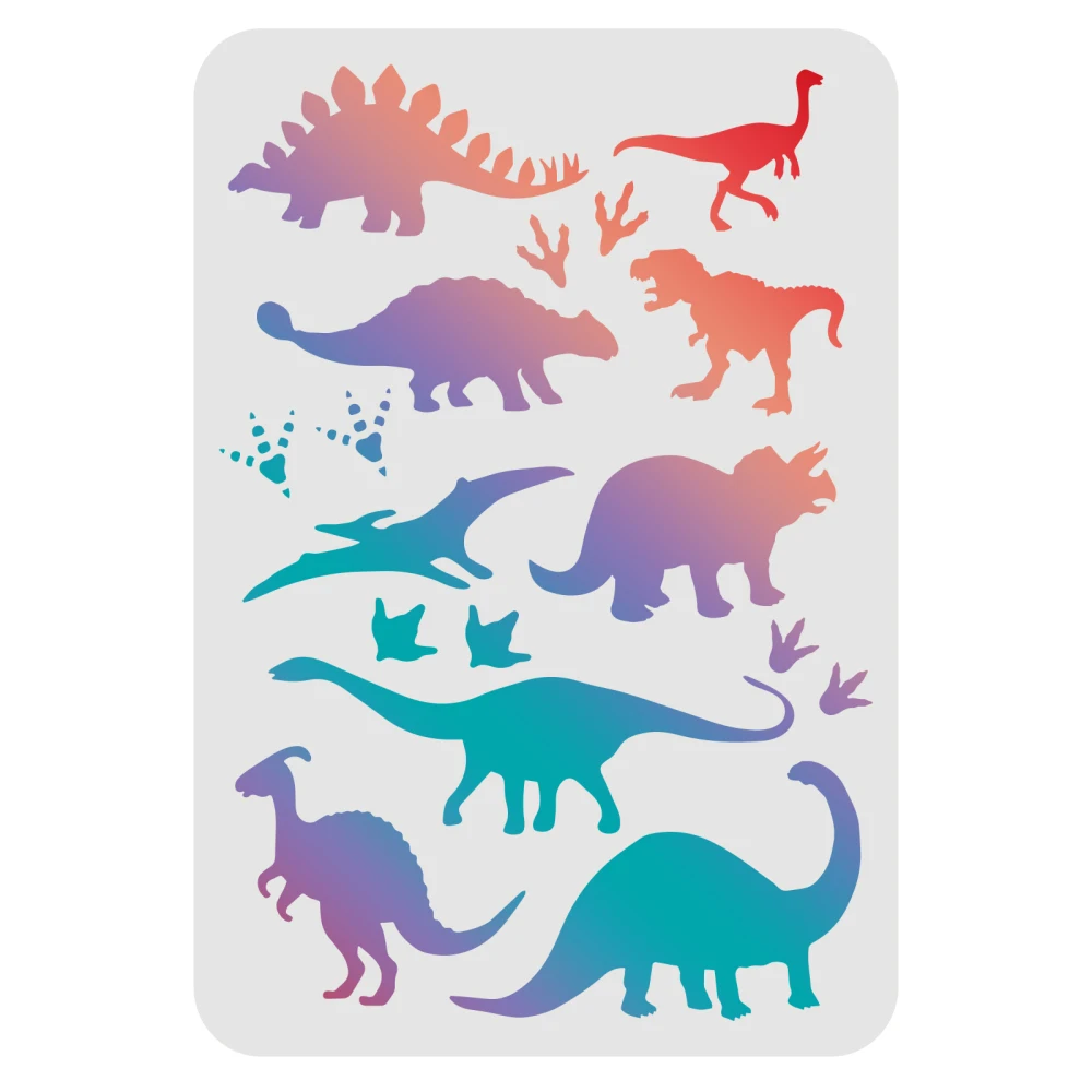 

Dinosaurs Stencils Template Plastic Tyrannosaurus Drawing Painting Stencils Rectangle Prints Pattern Reusable Stencils for Wood