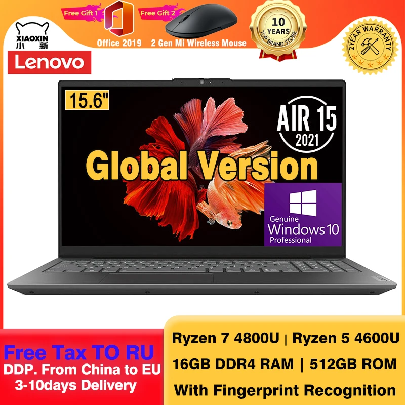 

Original Lenovo Xiaoxin Air 15 2022 Laptop Ryzen Edition AMD Ryzen 7 4800U 16GB DDR4 512G PCIe SSD 15.6 Inch Notebook Windows 10