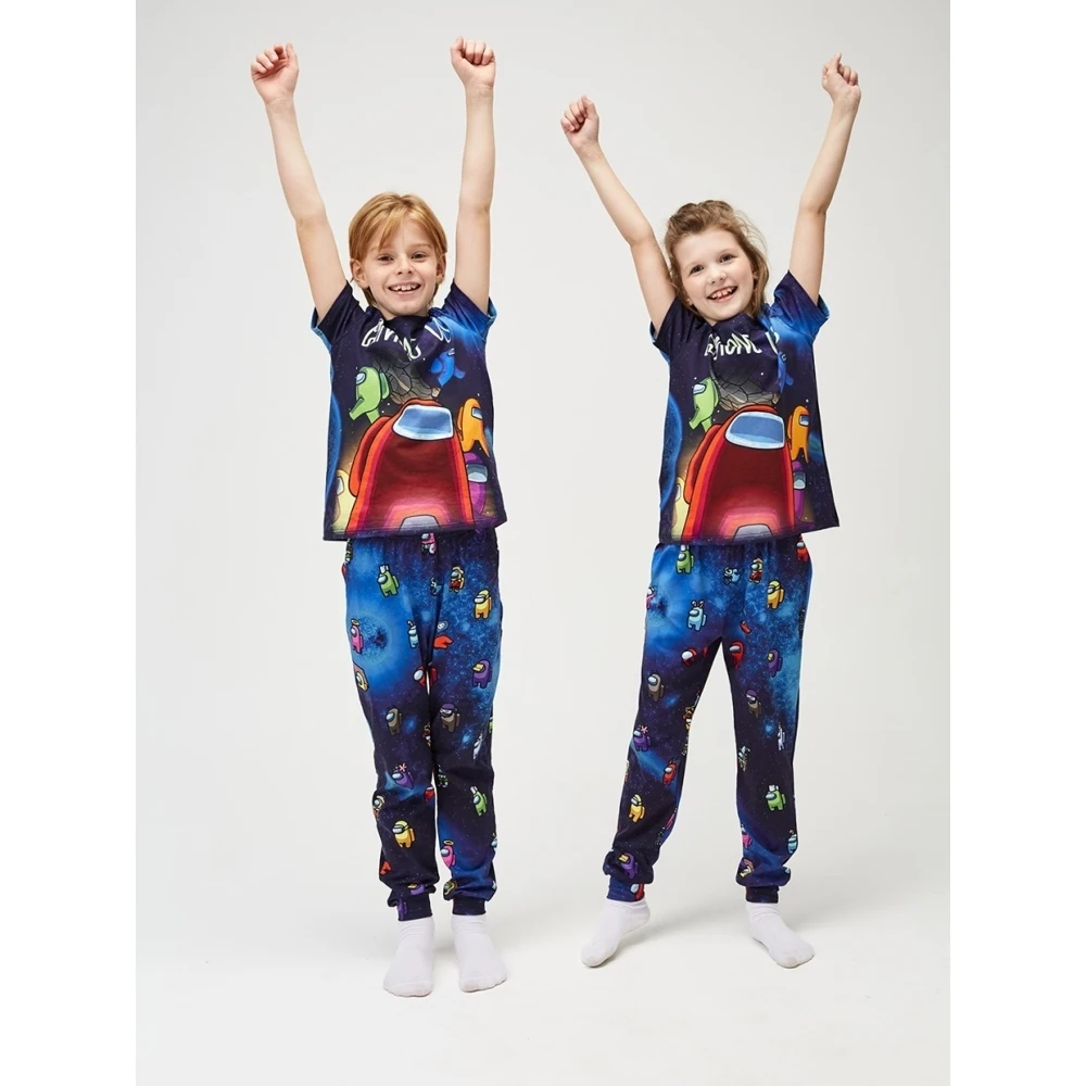 Пижамный комплект для мальчика и девочки FortyFour KPJ002c синий 100% хлопок