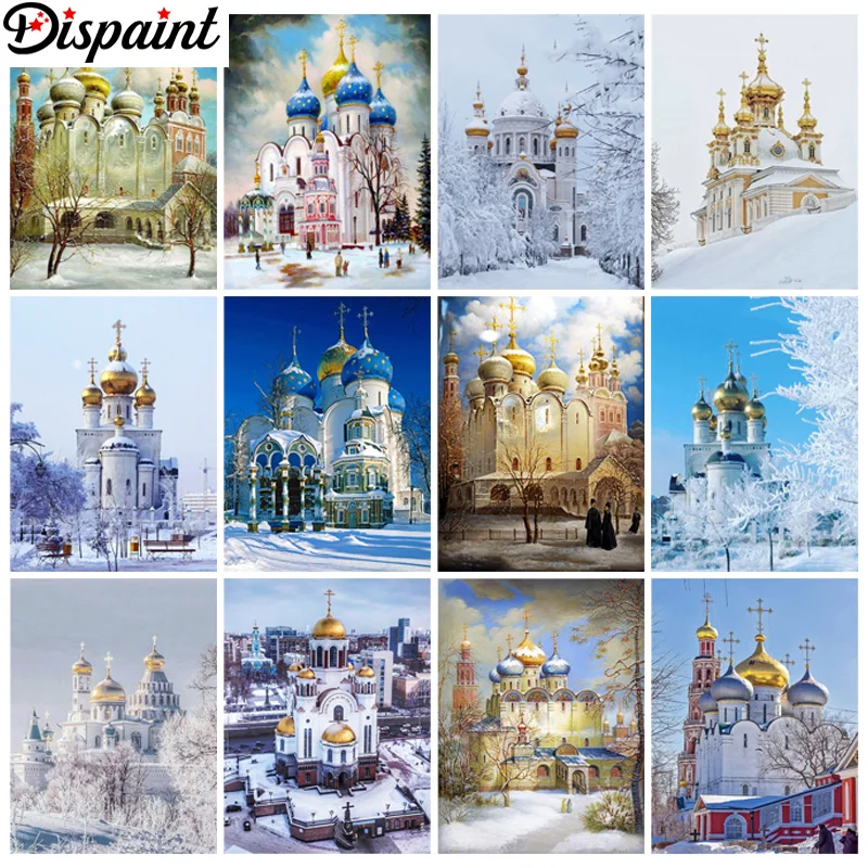 

Dispaint Square Round Drill 5D Diamond Painting Environmental Crafts Full Diamond Embroidery "Scenery Castle" Home decor