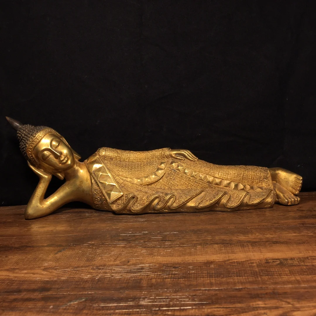

Коллекция старой бронзовой позолоченной спящей Будды в виде тибетских храмов диаметром 18 дюймов