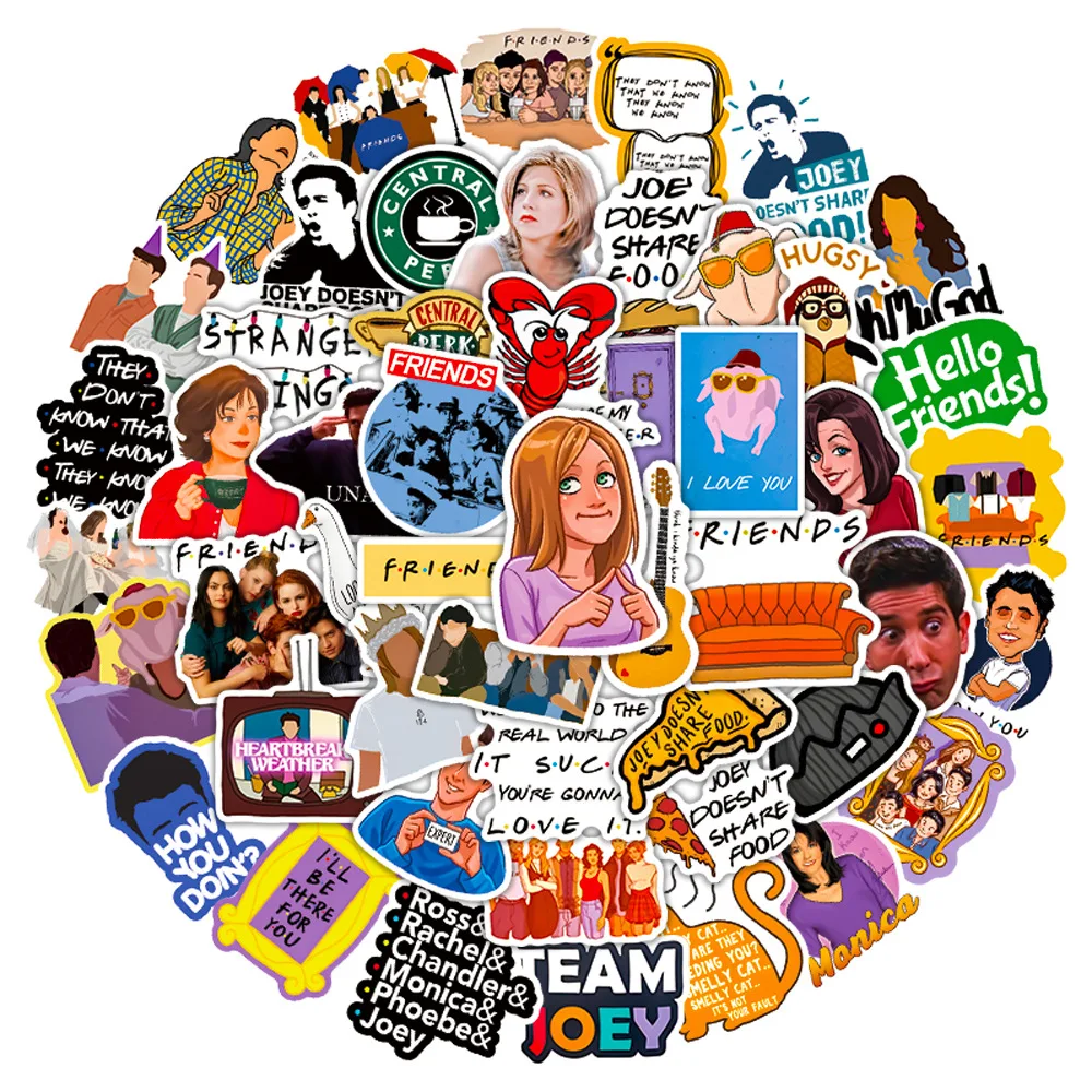 

American TV Series Cartoon Friends Stickers Car Laptop Luggage Phone Stationery Decal Waterproof Graffiti Sticker Toys Gifts