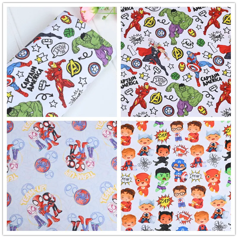 

Captain America Spiderman Cotton Fabric By The Yard,Sew Clothes Dress Shirt Poplin,DIY Quilting Needlework Patchwork Material