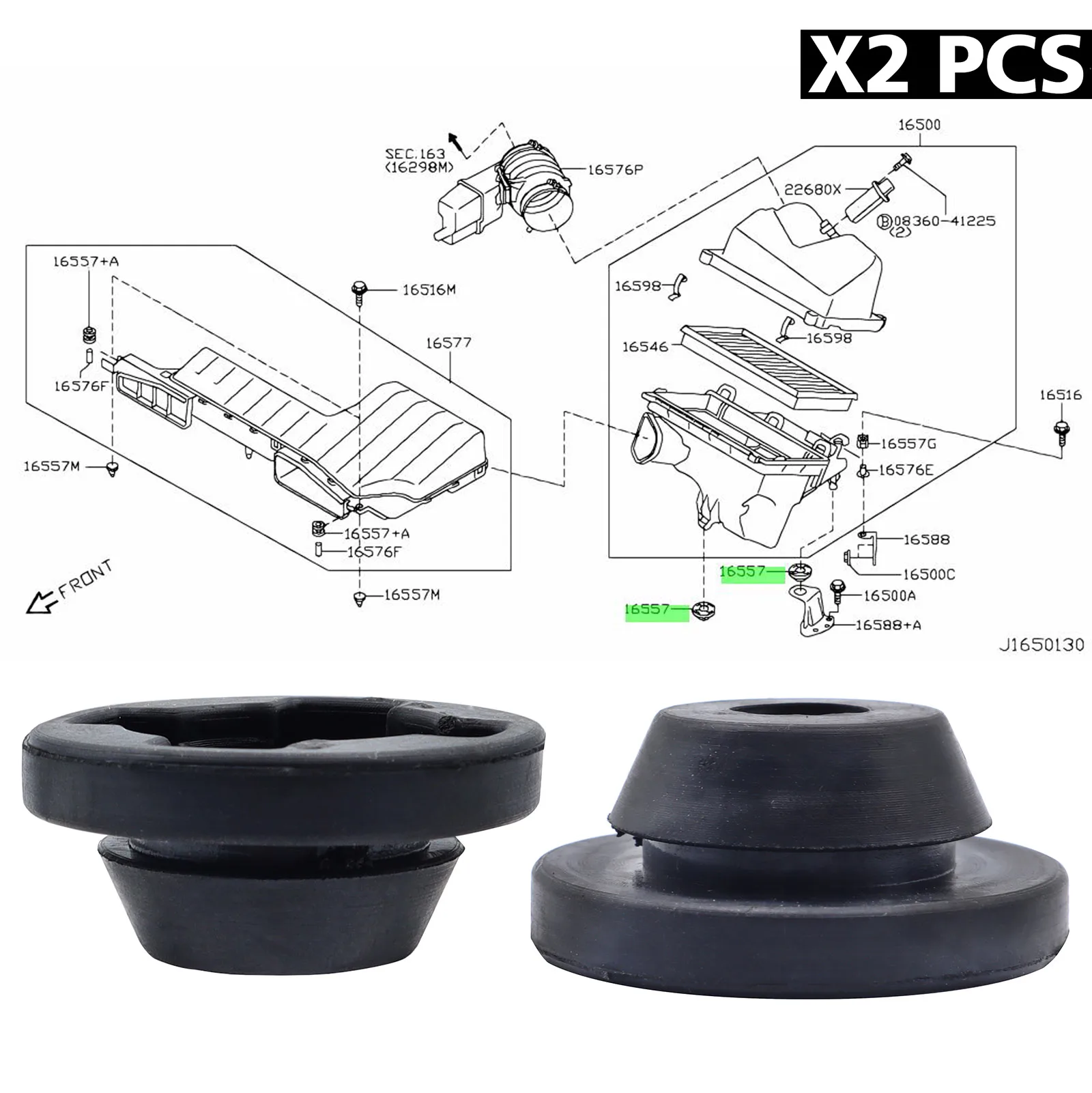 

2x монтажная резина для воздушного фильтра для Nissan KICKS ALMERA MURANO SENTRA QUEST VERSA, коробка для очистки в сборе, буферная втулка 16557-6N200