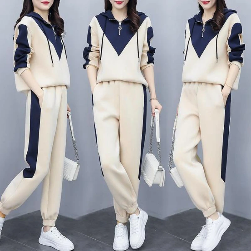 

200kg large size women's wear new fat sister in spring and autumn show thin suit temperament leisure fashion two-piece set