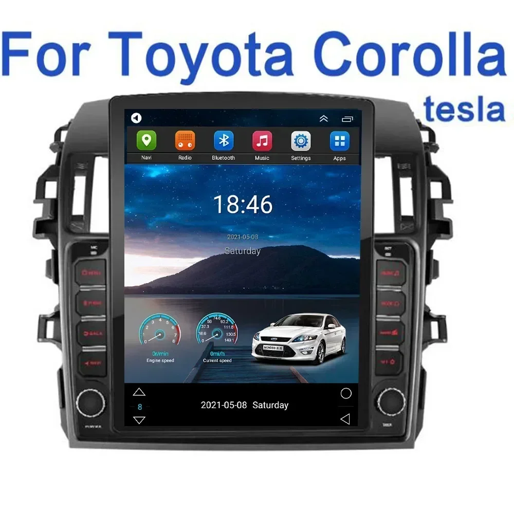 For Tesla Style 2Din Android 13 Car Radio Toyota Corolla 10 E140 E150 2006 - 2013 Multimedia Video Player GPS Stereo Carplay