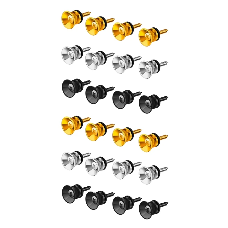 

24Pcs Guitar Strap Buttons Lock Pins Guitar Metal Strap Buttons For Acoustic Guitar, Electric Guitar, Bass, Ukulele