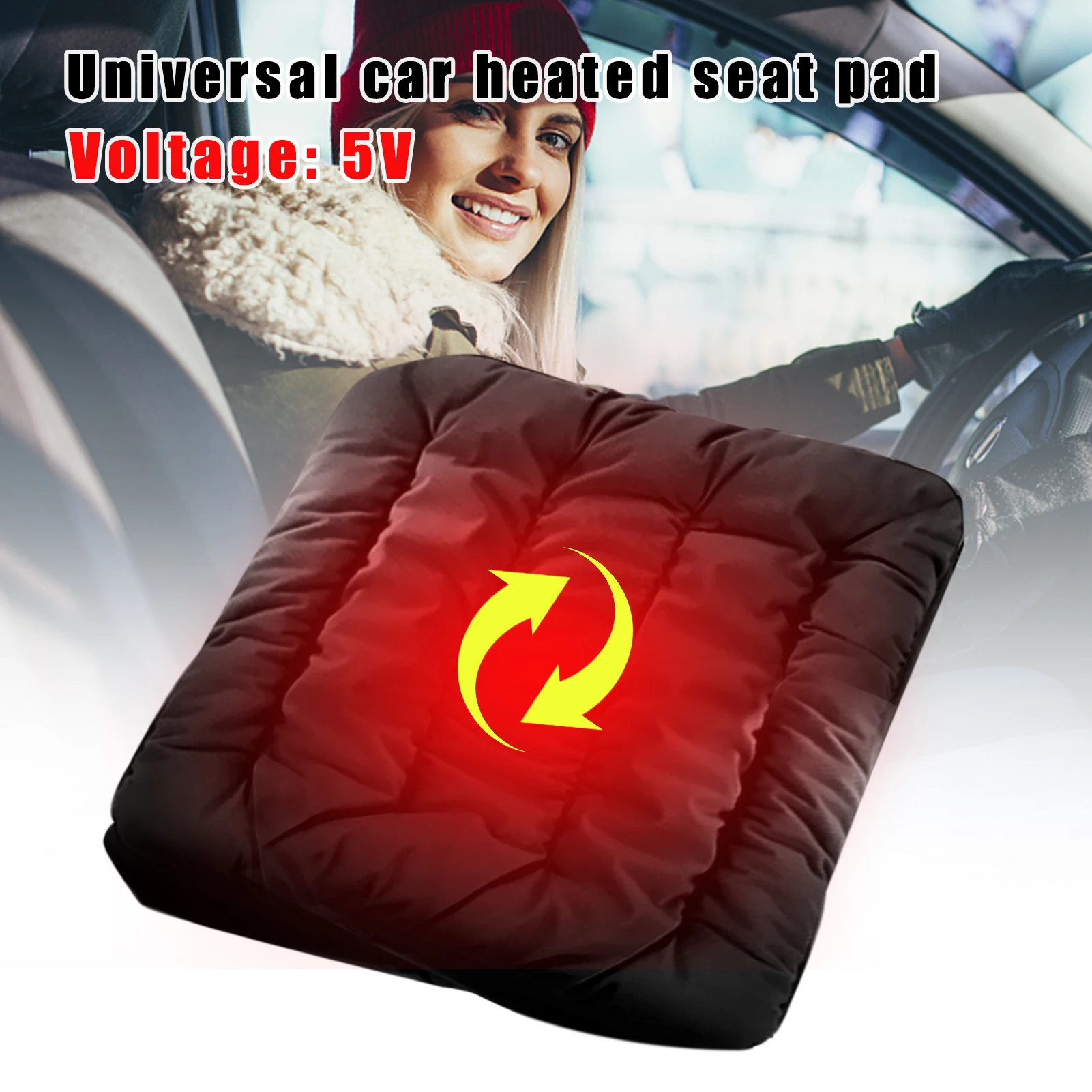 

42x42CM Car USB Heating Cushion Type-C Plug Dual-Purpose Seat Warming Massage Cushion Household Heated Seat Cushion