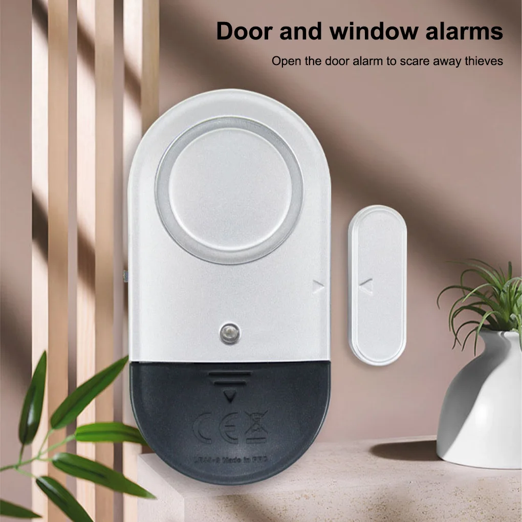 

Door Window Alarm Security Wireless 125dB Sensor with Indicator Light Battery Operated Office Household Closed Open