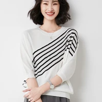 worsted wool bottoming shirt new spring and summer womens tops three quarter sleeves dolman sleeves thin knitted sweaters