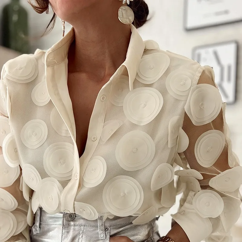 Женская блузка с длинным рукавом элегантная Свободная в уличном стиле из