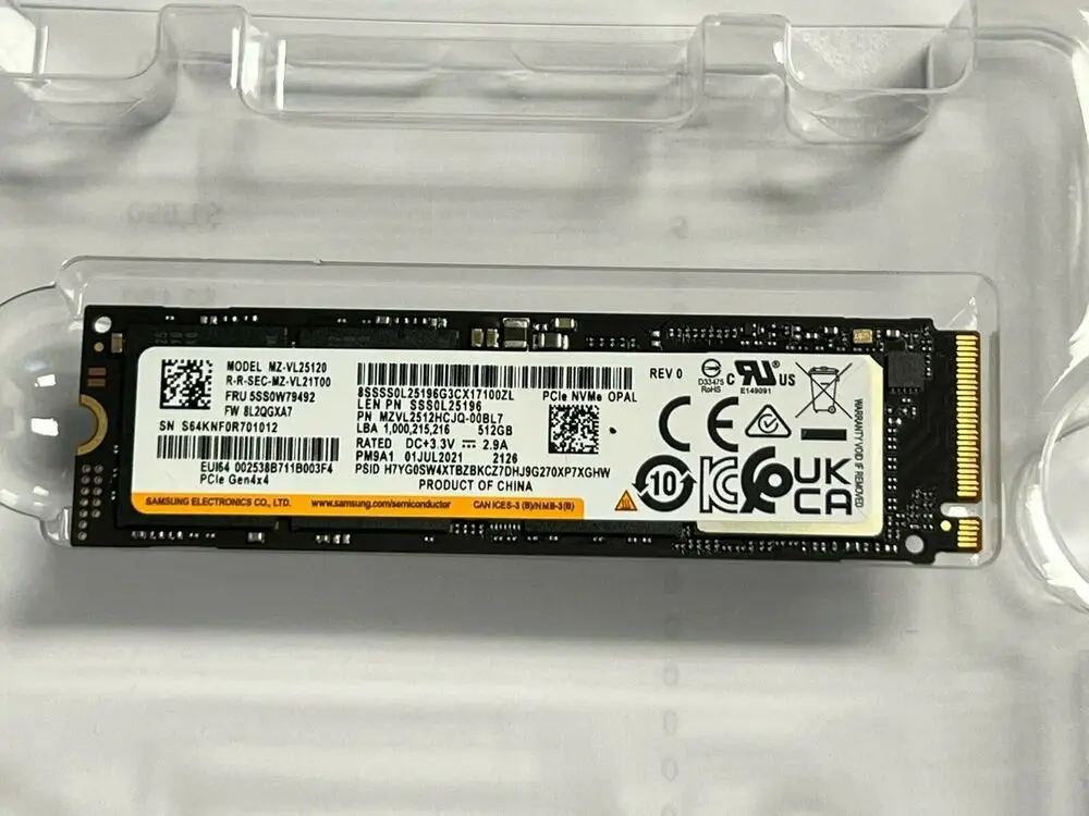 Samsung PM9A1 512  1  2  PCIe 4, 0 SSD MZVL25120 MZVL21T0HCLR MZ-VL21T0A 36302029 0KG5N3 048  NVMe SSD MZ-VL22T0A