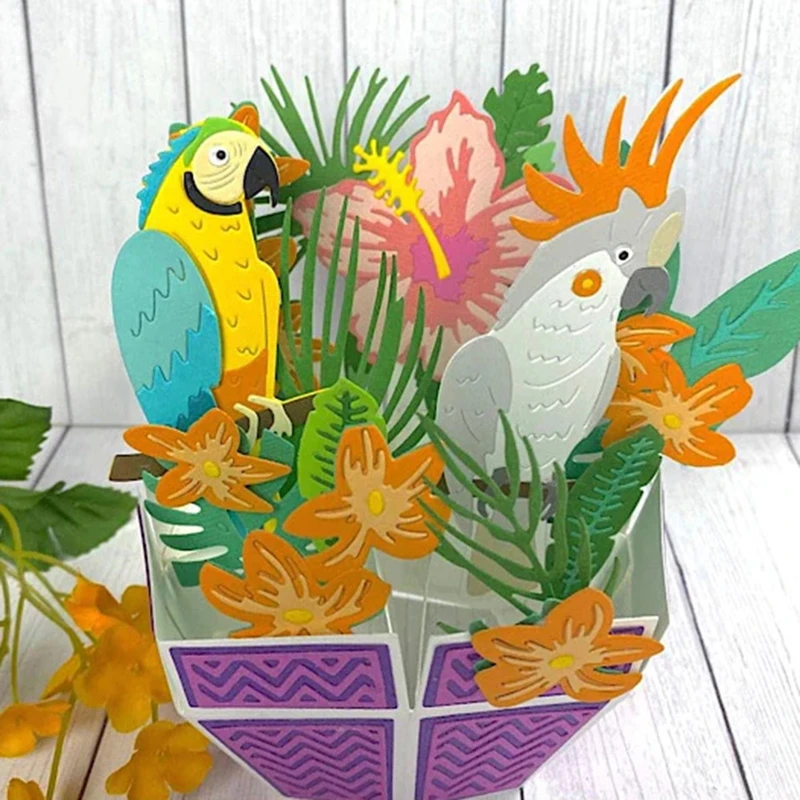 Металлические Вырубные штампы в виде симпатичного попугая, форма для ручной работы, шаблон для тиснения для детей и взрослых, поделки своими руками, проекты A0KF