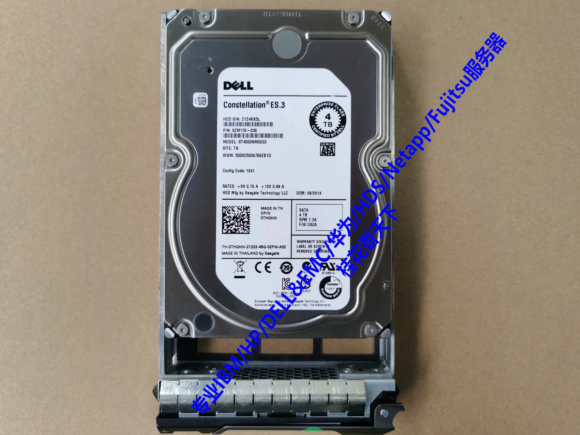 

0THGNN 4TB 7.2K SATA 3.5 inch R520 R720 server hard drive