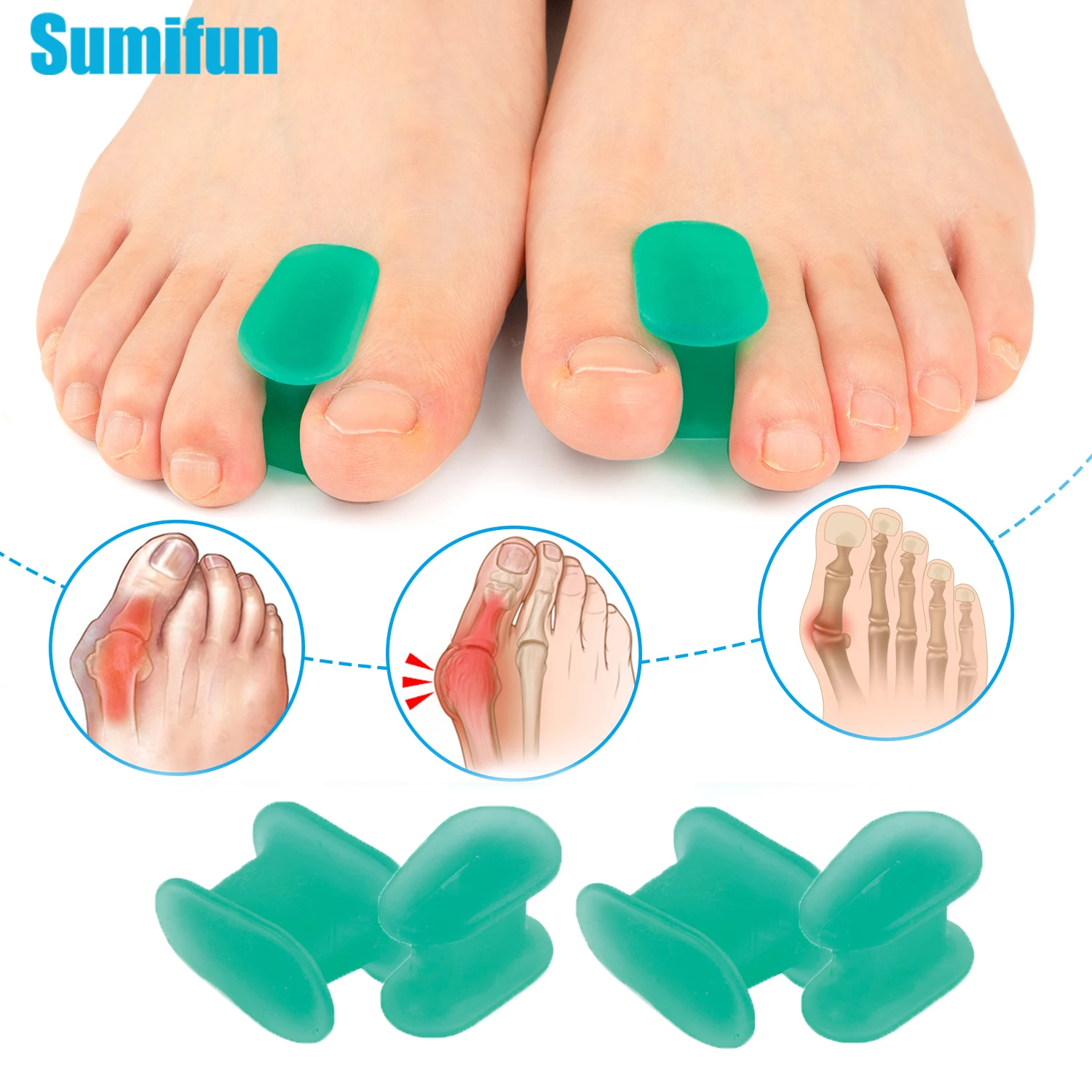 

4pcs Gel Toe Separator Foot Care Spacer Silicone Straightener Finger Valgus Hallux Bunion Protector Orthopedic Corrector