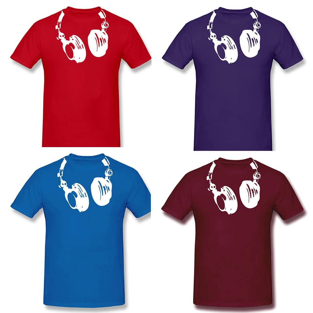 Смешные футболки с изображением Dj-наушников хлопковая уличная одежда коротким