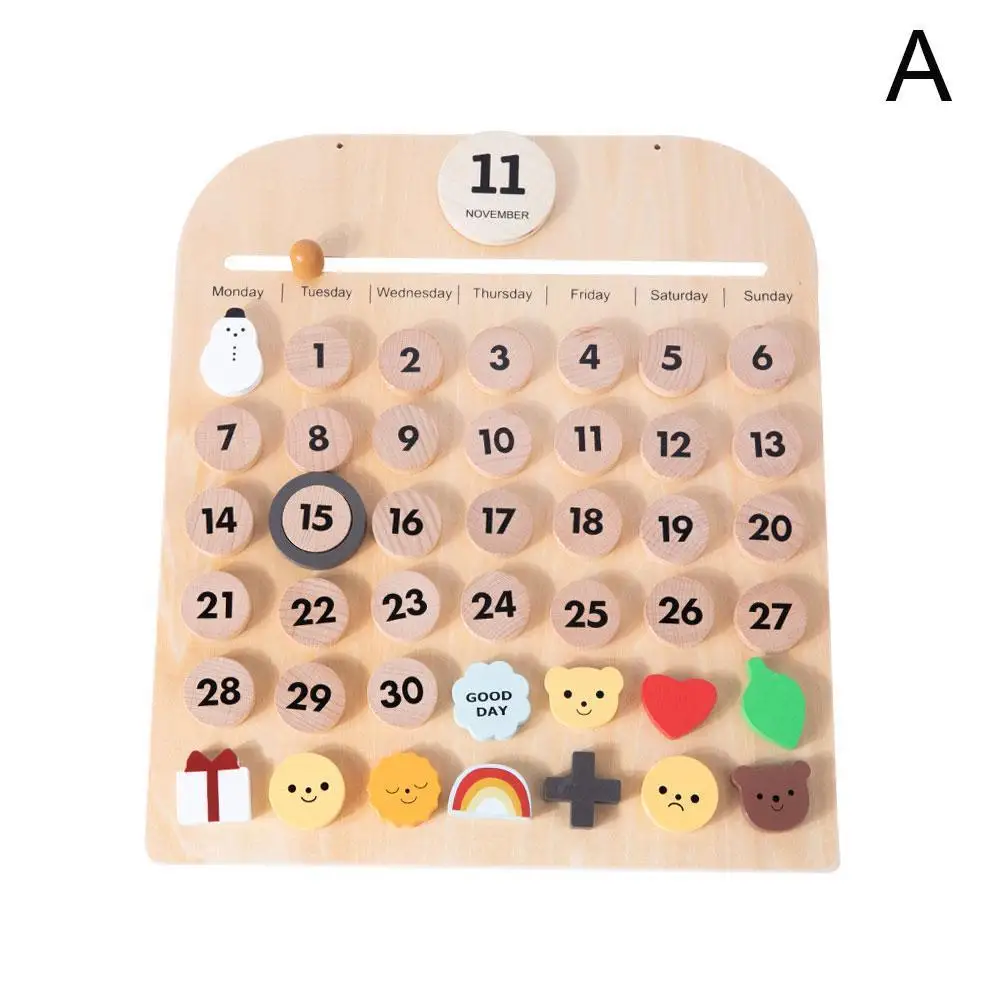 Wooden Calendar Weather Station Board Toys Kids Wall-mounted Primary School Teaching Aids Educational Learning Games
