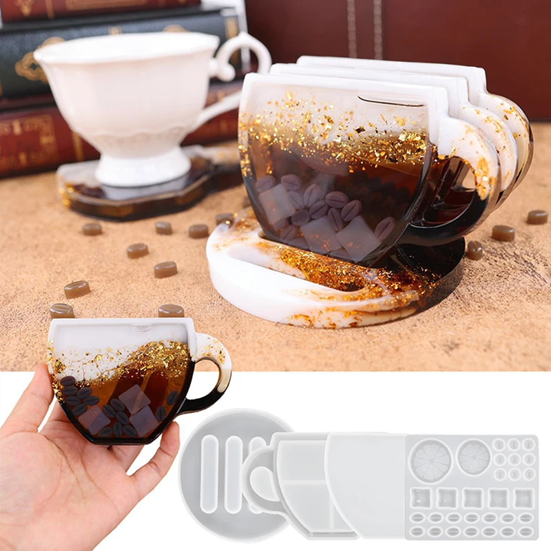 Quicksand Coffee Coaster Mold Summer Lemon Decoration Cup Tray DIY Epoxy Resin Crystal Silicone Mold Handmade Crafts
