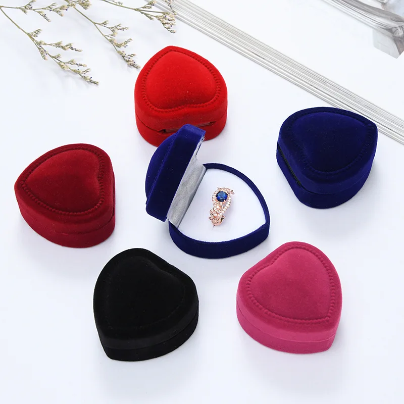 

High Quality Heart Ring Wedding Ring Box Velvet Earring Ring Jewlery Box Proposal Party Jewelry Box Organizer Jewelry Display