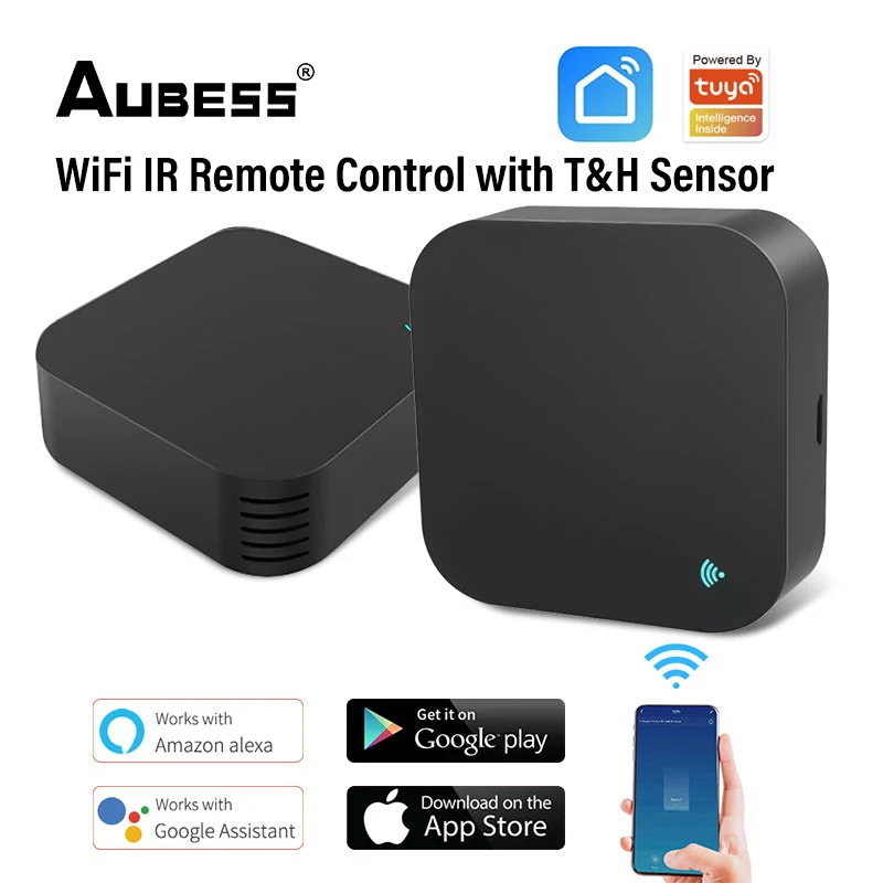 

Tuya/Smart Life APP Smart Wireless WiFi-IR Remote Controller Temperature And Humidity Monitoring Work With Alexa,Google