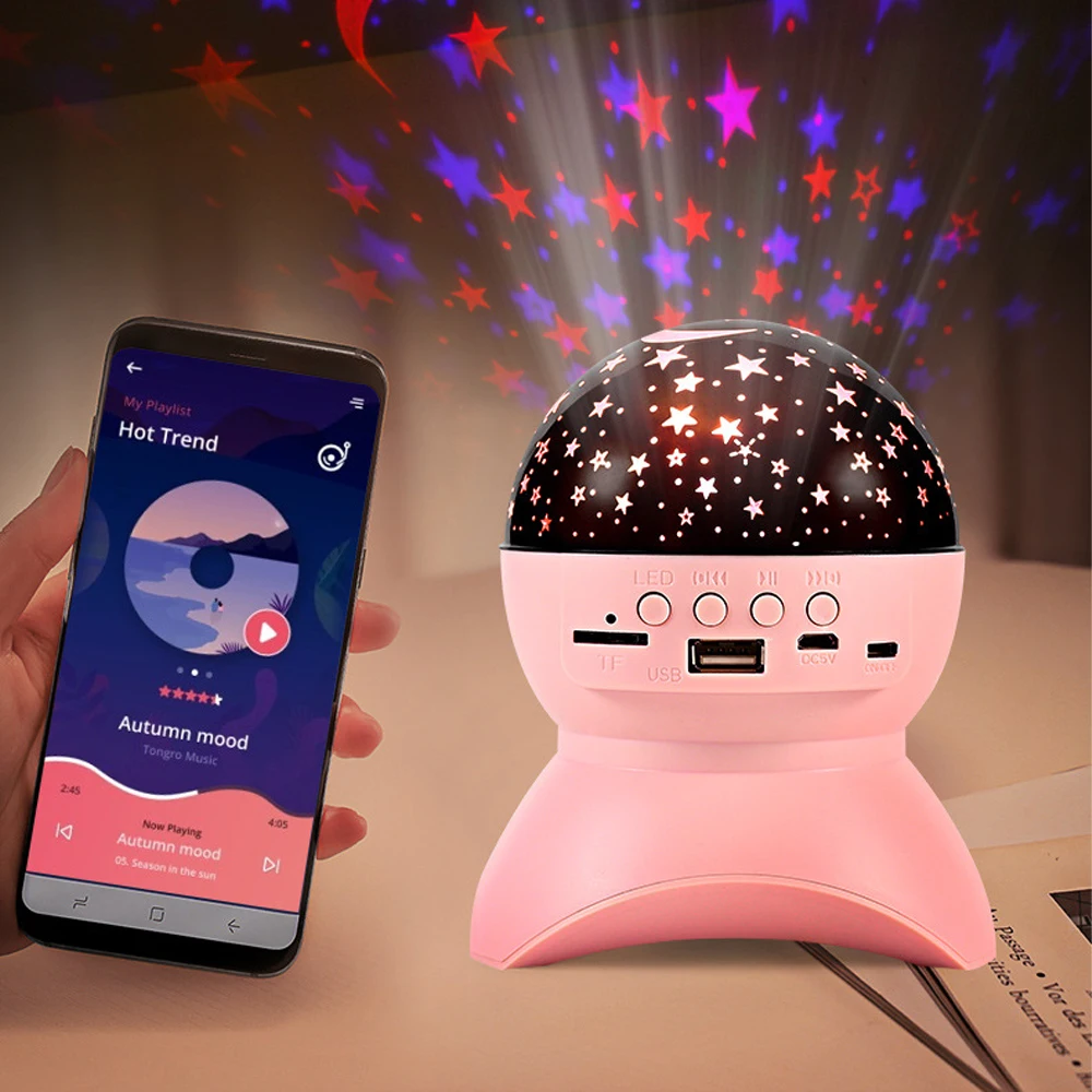 

Светодиодный лазерный проектор со звездами, лампа RGB для детской, спальни, ночные светильники, BT, музыка, диско-шар, DJ колонки, вечерние Stage, Рождество, домашний декор