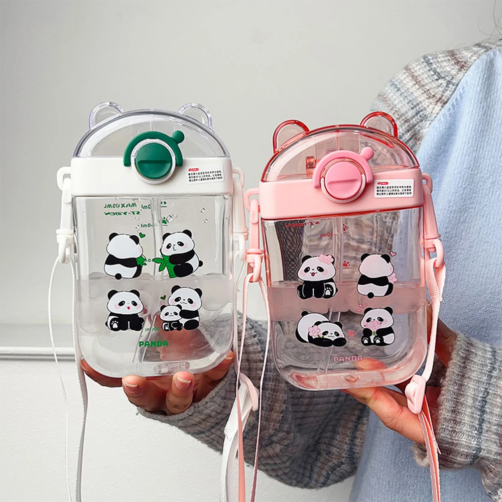 470 мл детская бутылка для воды с пандой герметичная чашка соломинкой крутая