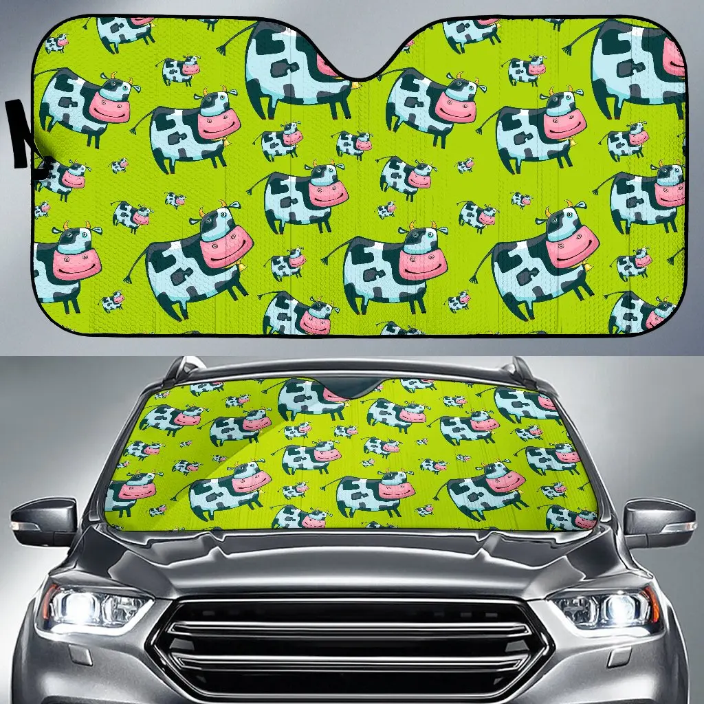 

Cartoon Smiley Cow Pattern Print Car Sun Shade