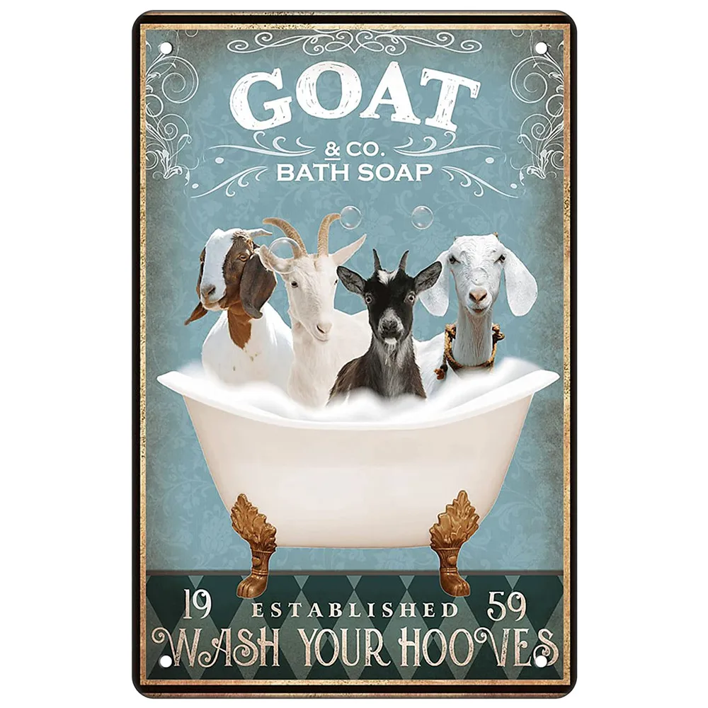 

Chic Vintage Goat Decor Metal Signs Bathroom Decor Bathtub Decor Goat Lovers Gifts Farm Goat Accessories Signs Home Farmhouse