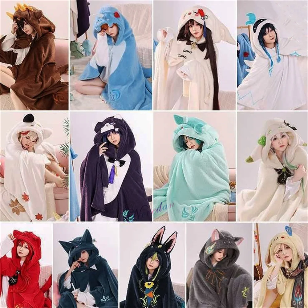 

Genshin Impact Kazuha Scaramouche Wanderer Venti Hutao Cosplay Blanket Cloak Cape Funny Fleece Pajamas Anime Costume Hoodie