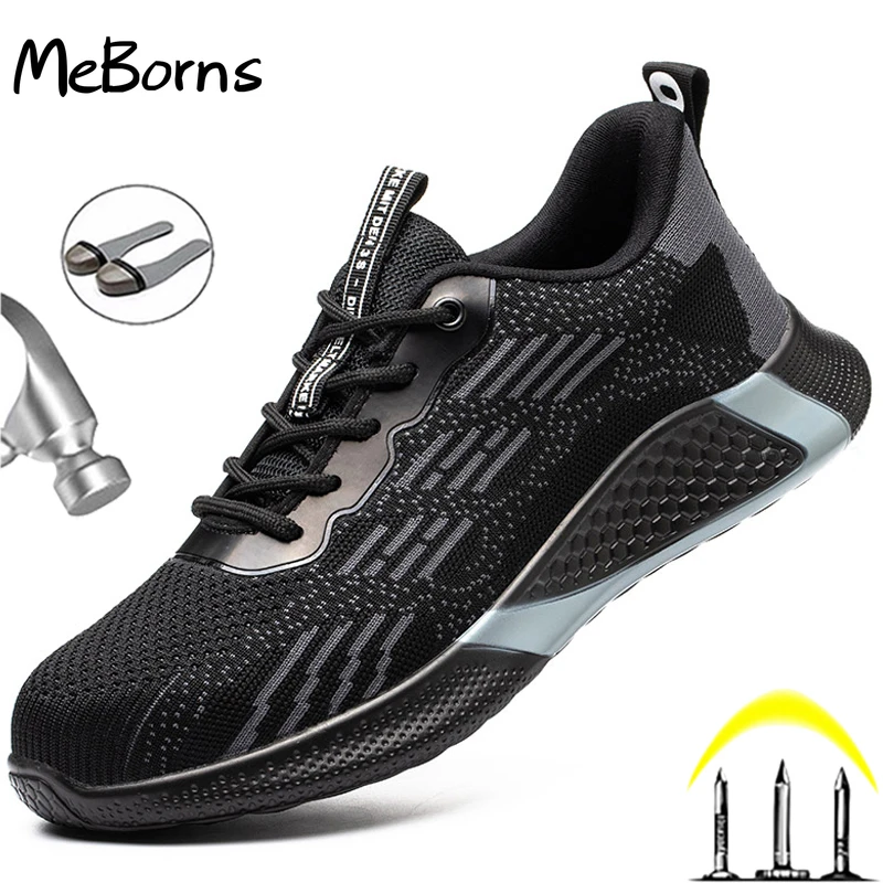 

Men Safety Shoes Anti-puncture Work Sneakers Men Boots Indestructible Work Shoes Anti-smash Steel Toe Shoes Security Footwear