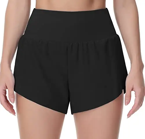 THE GYM PEOPLE Women’s Quick Dry Running Shorts Mesh Liner High Waisted Tennis Workout Shorts Zipper Pockets