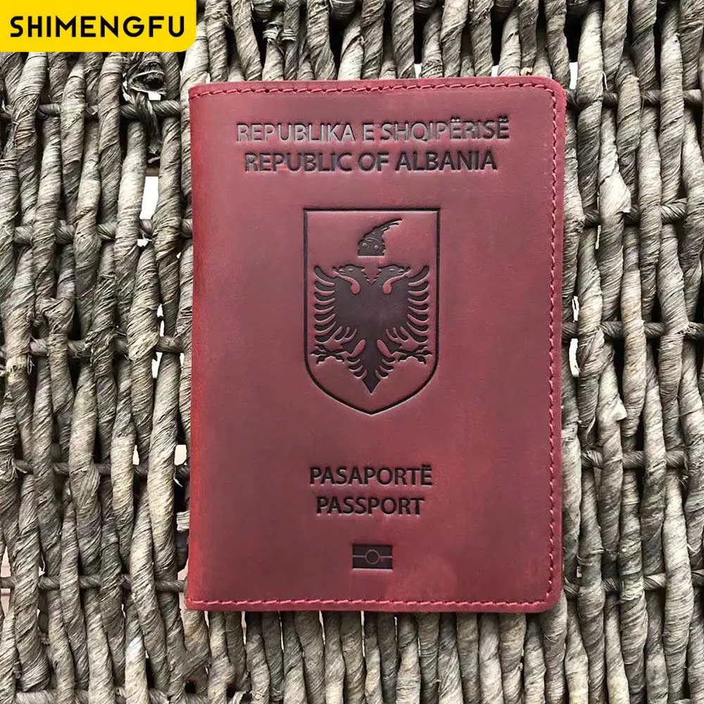 

Republic of Albania Passport Cover Genuine Leather Albania Case for Passports Travel Passport Holder Case Protector Wallet Purse