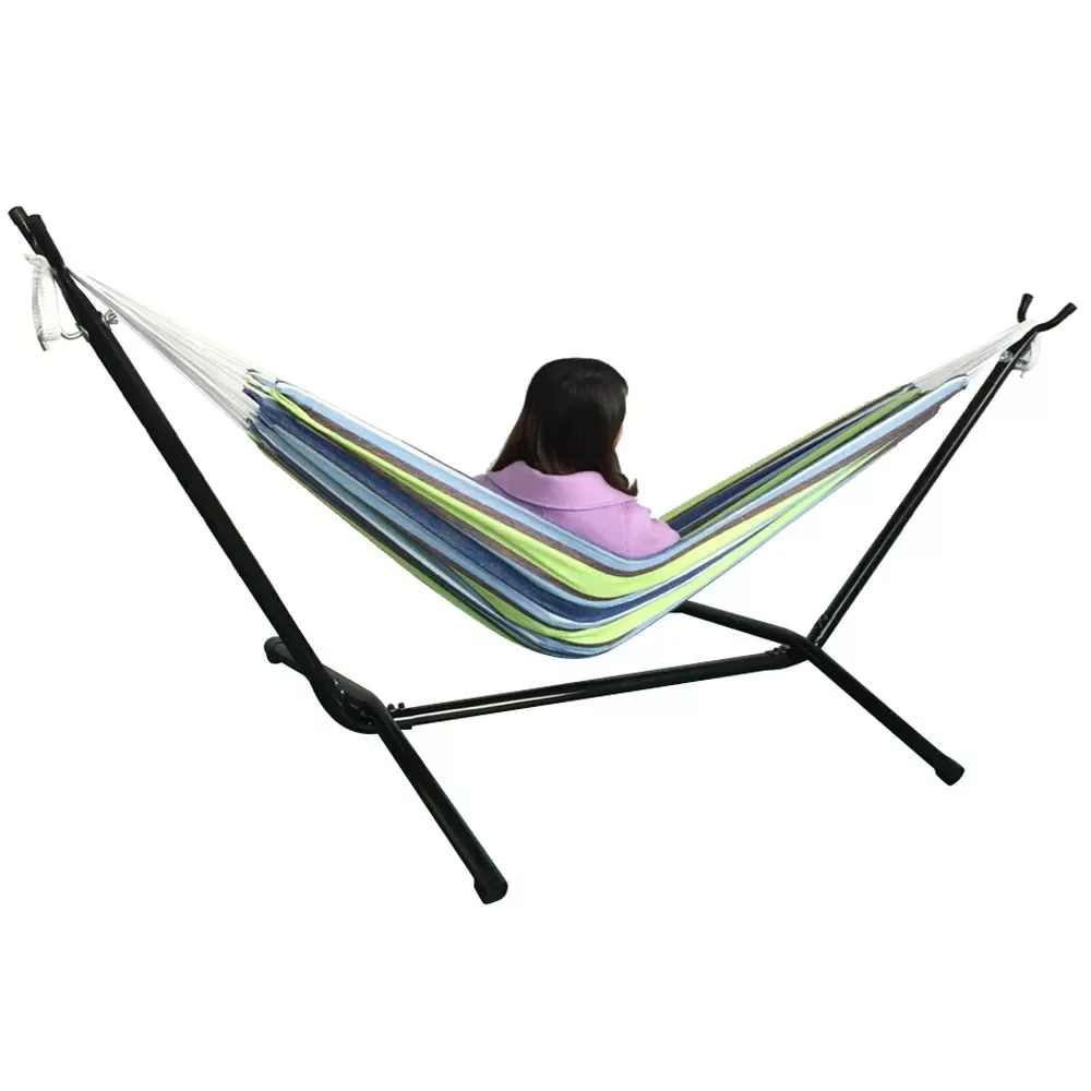 

Двойной гамак-качели со стальной подставкой, для отдыха на открытом воздухе, кровать для кемпинга, подвесной спальный гамак, в наличии в США
