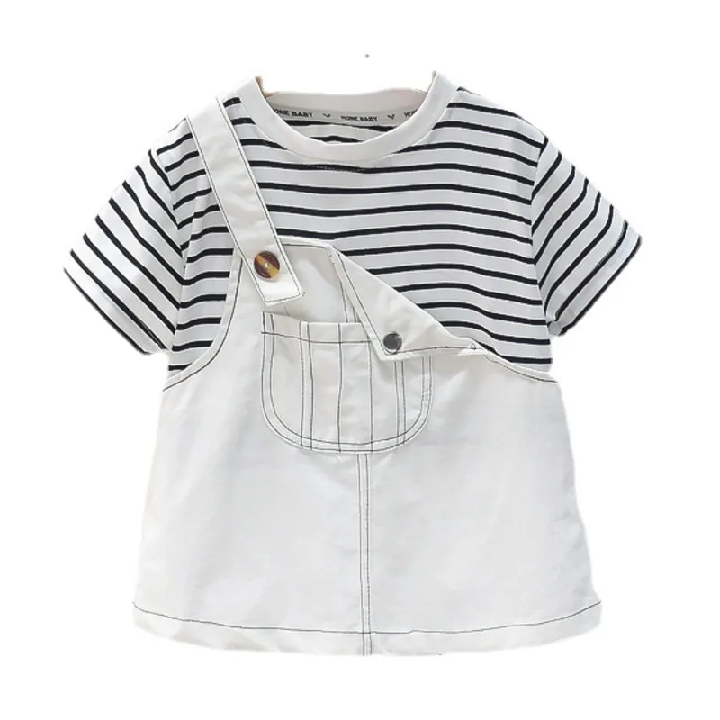 

New Summer Baby Girls Clothes Children Casual Striped Short Sleeve Dress Infant Outfits Toddler Fashion Costume Kids Sportswear