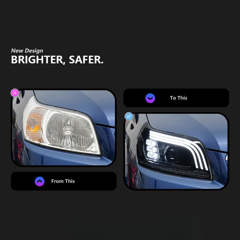 Фото Подходит для специальных 06-10 Chevrolet LeFeng, светодиодных фар в сборе, обновленный трехугольный дизайн автомобиля, сигнальная лампа Acce №2