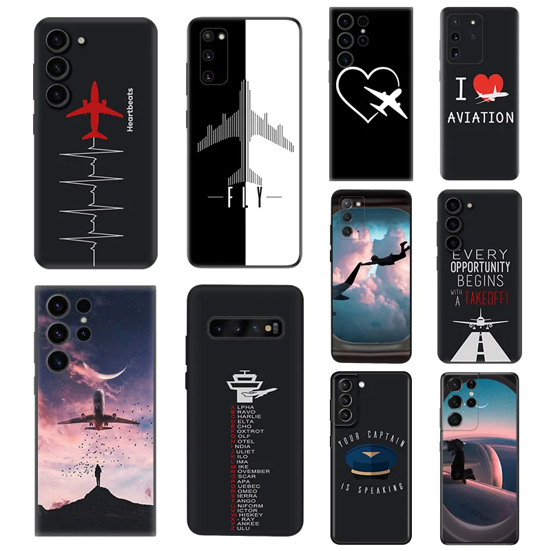 

Aviation Aircraft Airplane Silicone Phone Cases for Samsung Galaxy S23 Ultra 5G S22 S21 S20 FE Plus Note 20 10 9 8 S10 E Cover