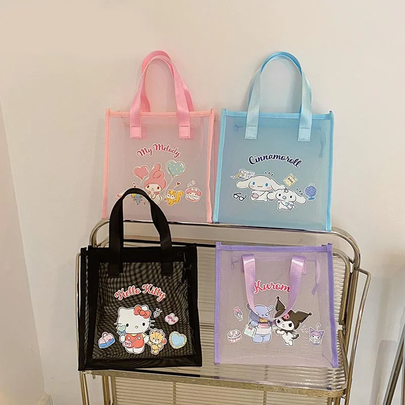 

Кавайная косметичка Sanrio Hellokittys Kuromi Cinnamoroll Mymelody мультфильм аниме сетчатая прозрачная сумка Портативная сумка для стирки подарок