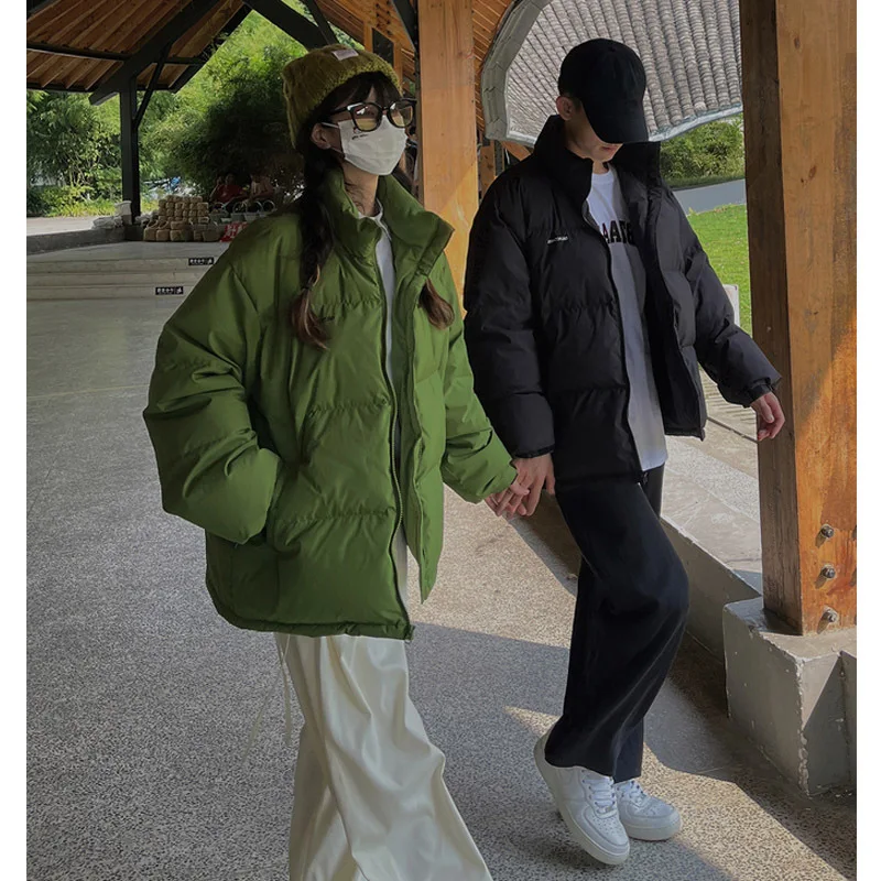 Green Down Cotton Jacket Female Winter Short Paragraph 2022 Small Tide Loose Light Thin Couple Bread Clothes