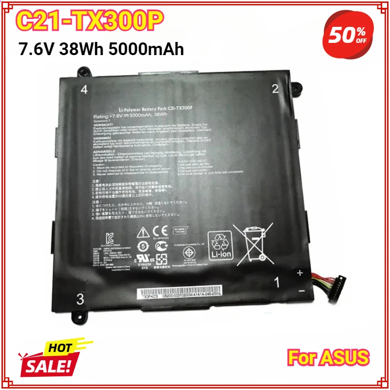 C21-TX300P Аккумулятор для ноутбука ASUS Transformer Book TX300CA 13 3 дюйма 7 6 В 38 Втч 5000 мАч Bateria